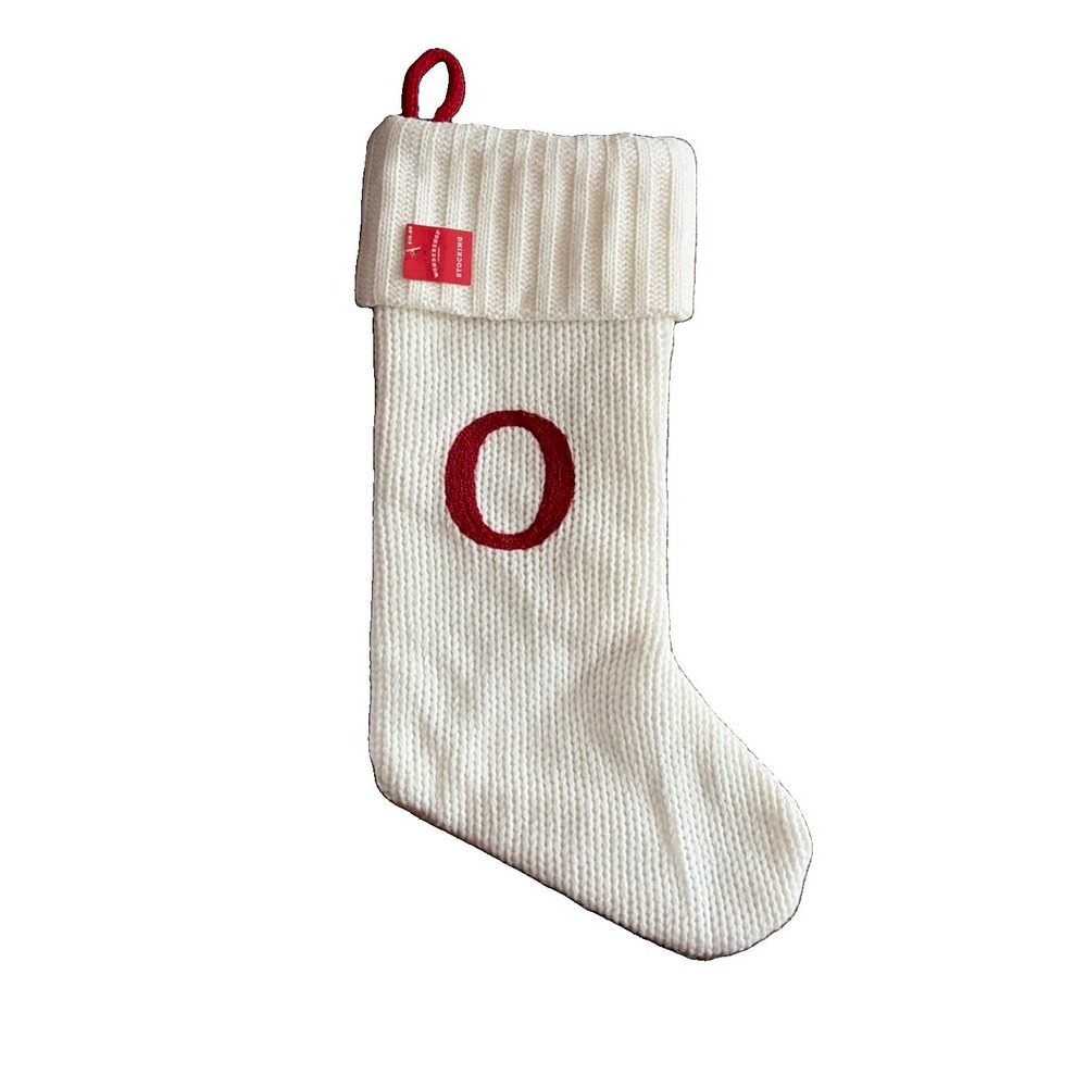Wondershop White Monogram Christmas Stocking Red Embroidered Initial Letter O